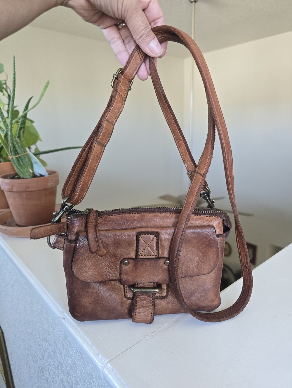 Harbour 2ND Leather Luna Crossbody Belt Bag with Front Flap